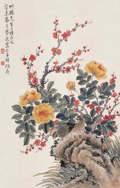 蔡铣 花鸟 立轴